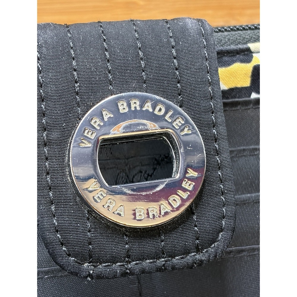 Vera Bradley Black Leopard RFID Quilted Turnlock Wallet - Picture 5 of 9